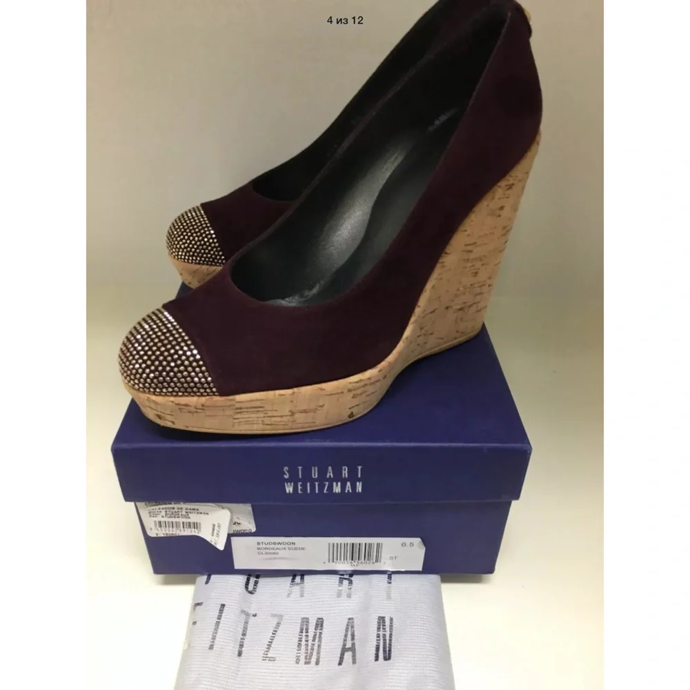Stuart Weitzman Corkswoon Suede Wedge Size 6.5